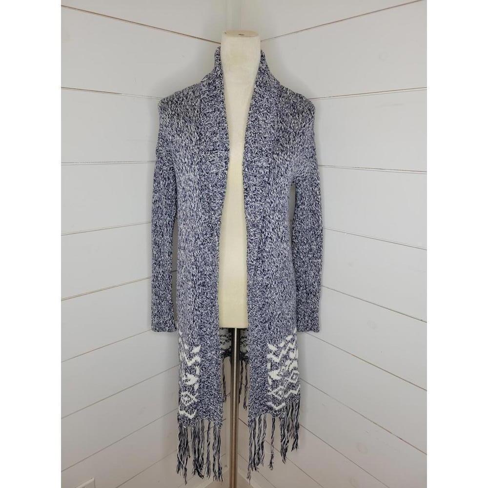 Aerie XS navy blue & white aztek print sweater cardigan